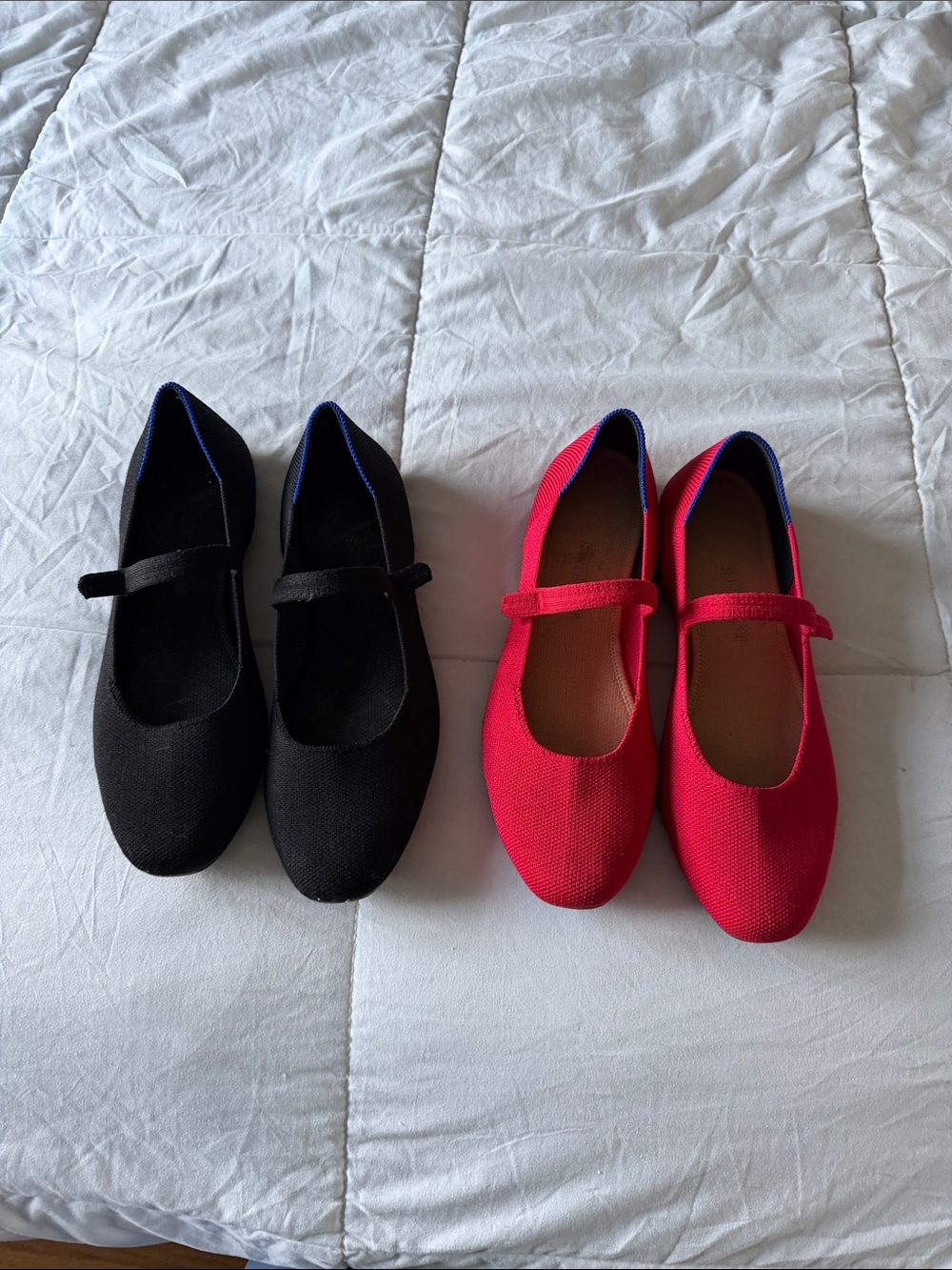 Rothy's Black and Red Mary Jane Flats